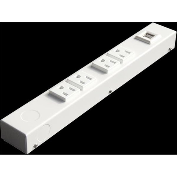 X1 X1 HU104W 12 in. 4 Outlet Hardwired Power Strip; USB; White HU104W